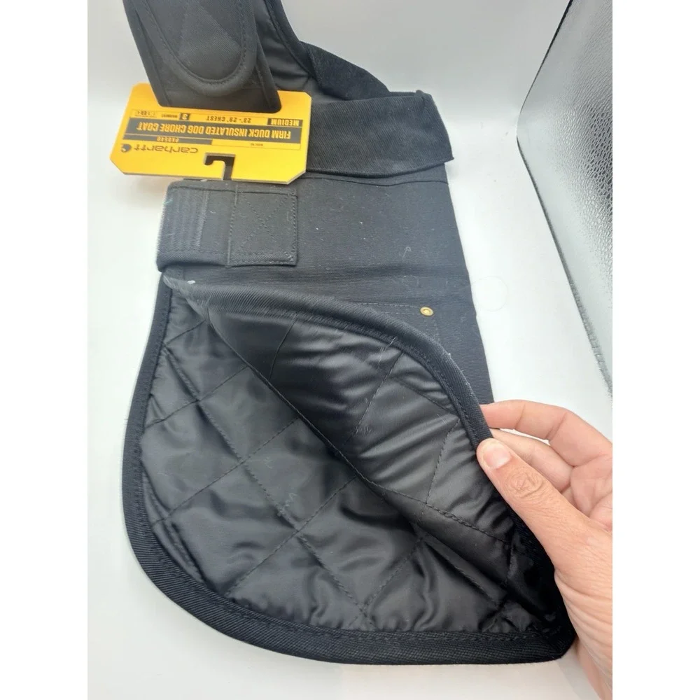 Firm Duck Insulated Dog Coat, Durable, Weather Resistant, Black, Medium